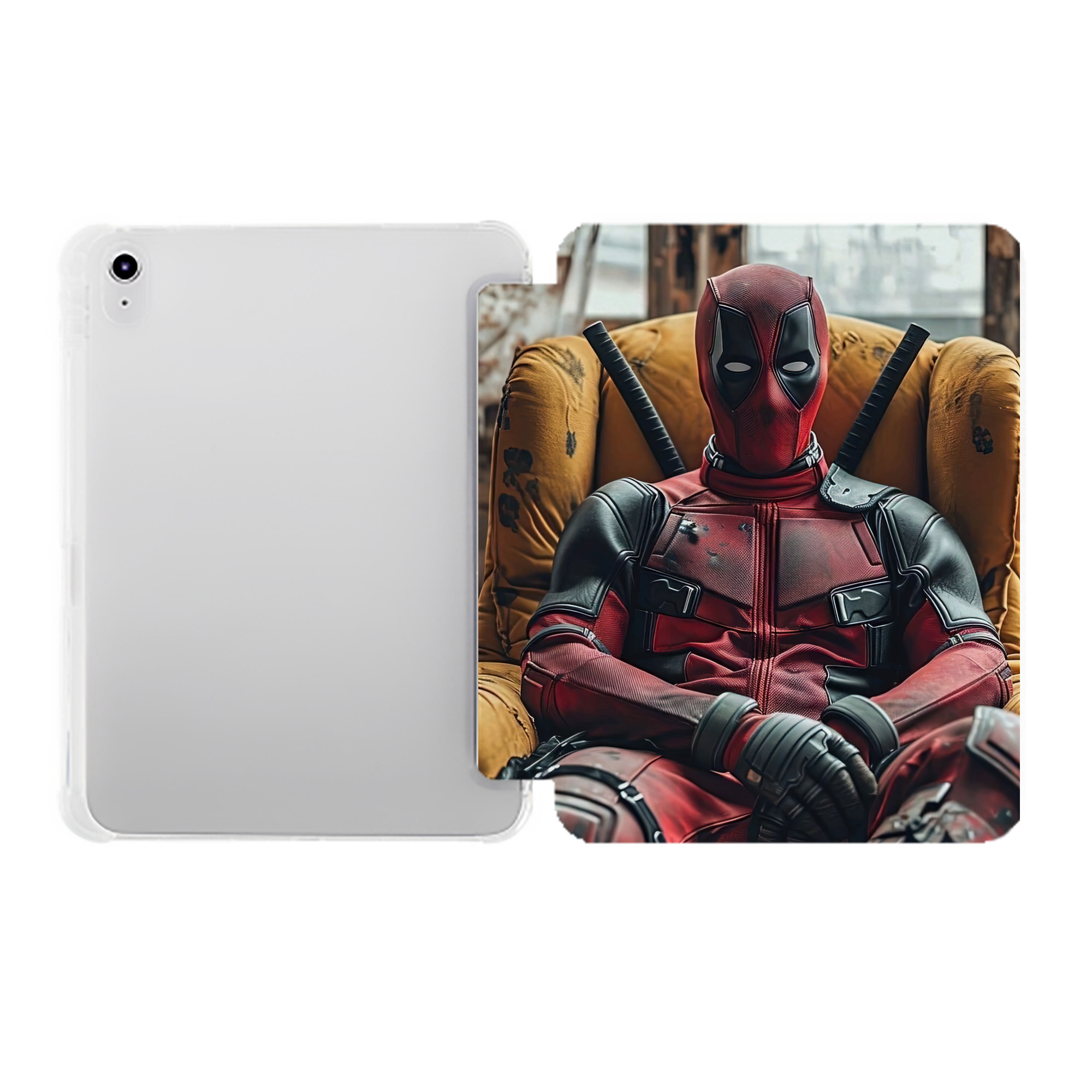 （画像用） Deadpool デッドプール IPad ケース ペン収納付き 三つ折りスタンド PUレザー×シリコン 対応機種9.5/10.5/10.9インチ